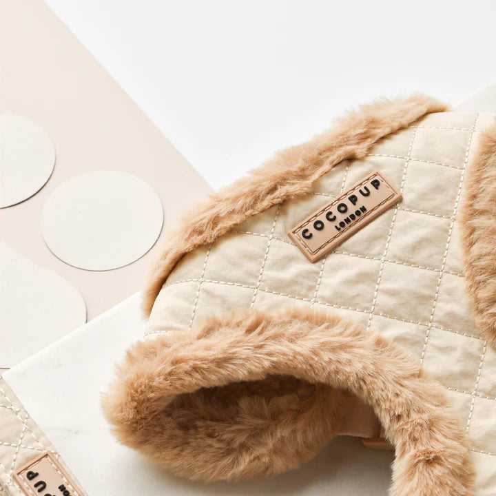 Cream Quilted Adjustable Neck Harness - Pup&Puppy