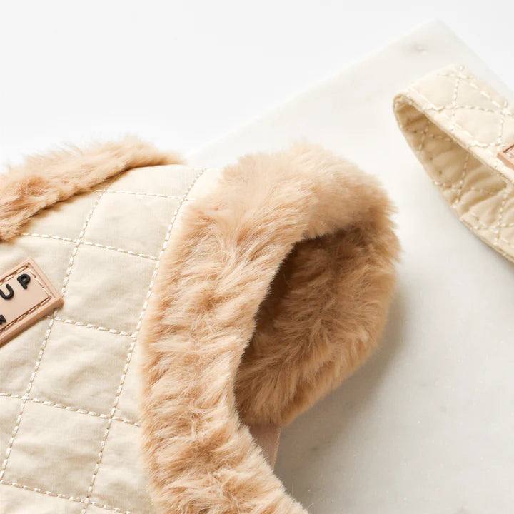 Cream Quilted Adjustable Neck Harness - Pup&Puppy