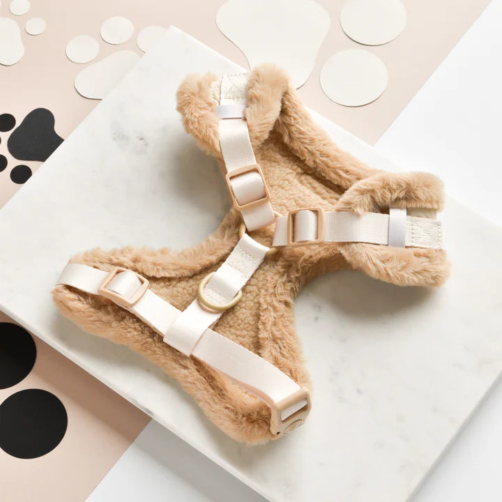 Cream Quilted Adjustable Neck Harness - Pup&Puppy